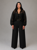 Noir Sheer Utility Bomber Jacket