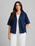 Navy Blue Relaxed-Fit Cotton Shirt