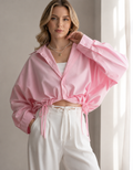 LEGANCI Blush Drawstring Crop Shirt