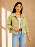 Olive Mist Cropped Utility Jacket