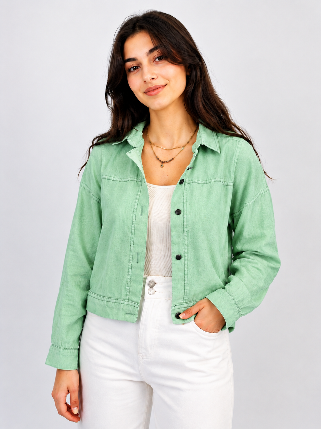 Leganci Mint Mist Textured Jacket