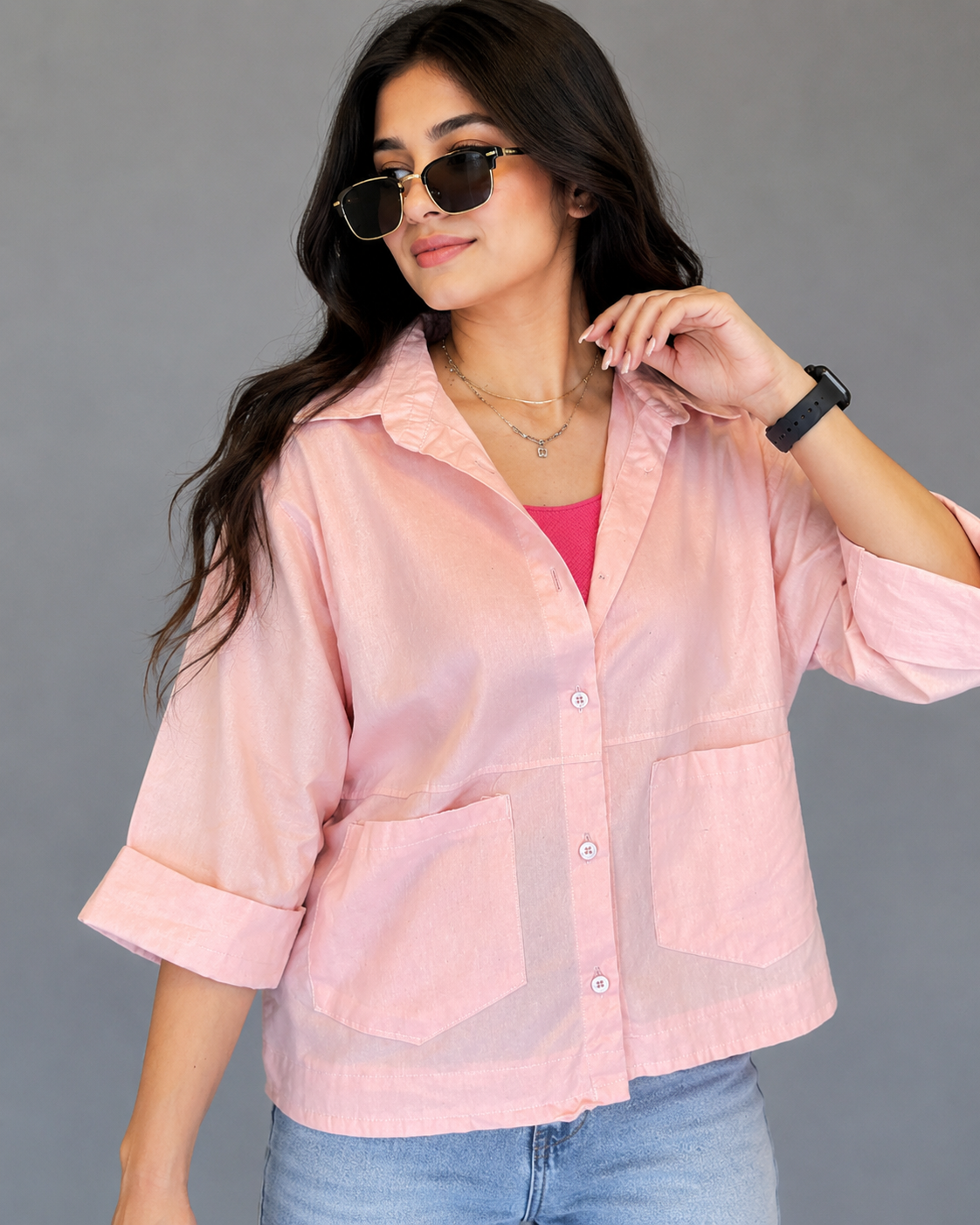 Blush Breeze Premium Oversized Utility Shirt