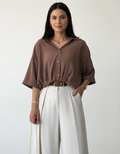 Mocha Drape Oversized Shirt