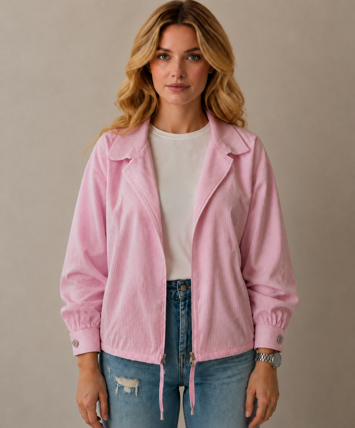 LEGANCI Blush Corduroy Overshirt