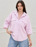 Blush Contrast Stitch Oversized Shirt