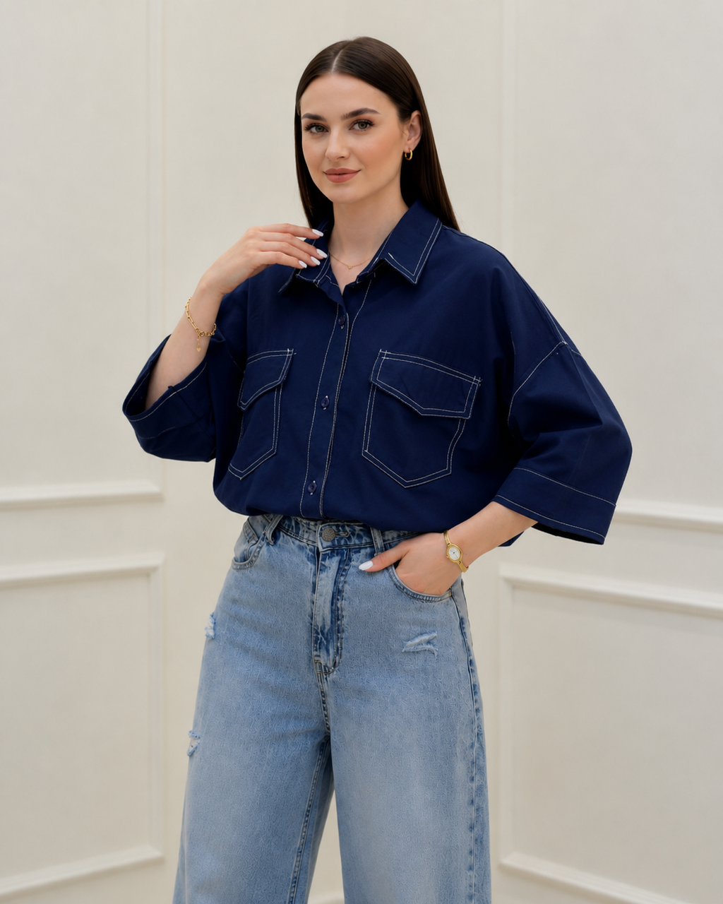 Midnight Ease Oversized Shirt