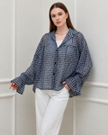 Midnight Gingham Sheer Oversized Shirt