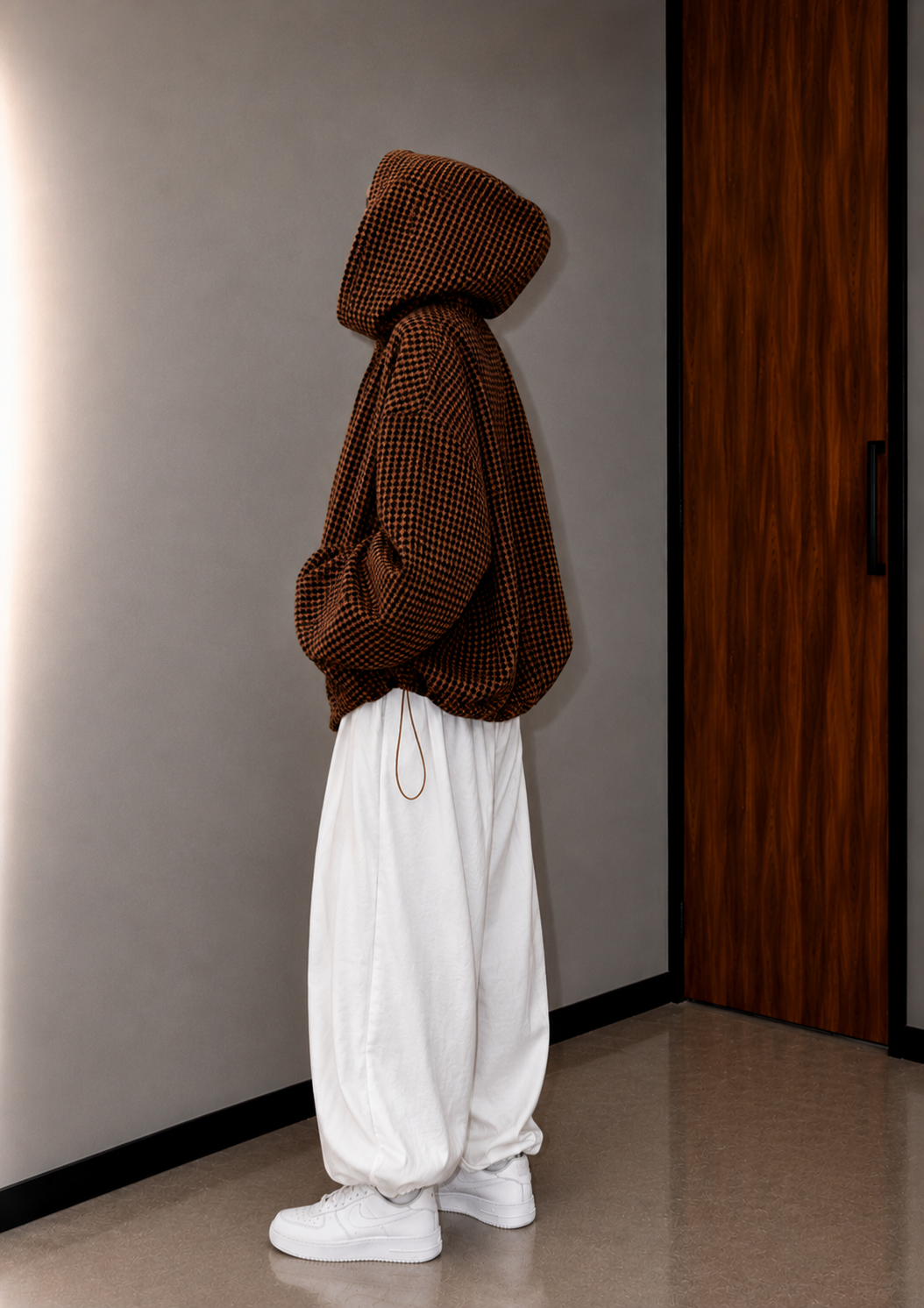 Women's Oversized Hooded Check Shirt Jacket