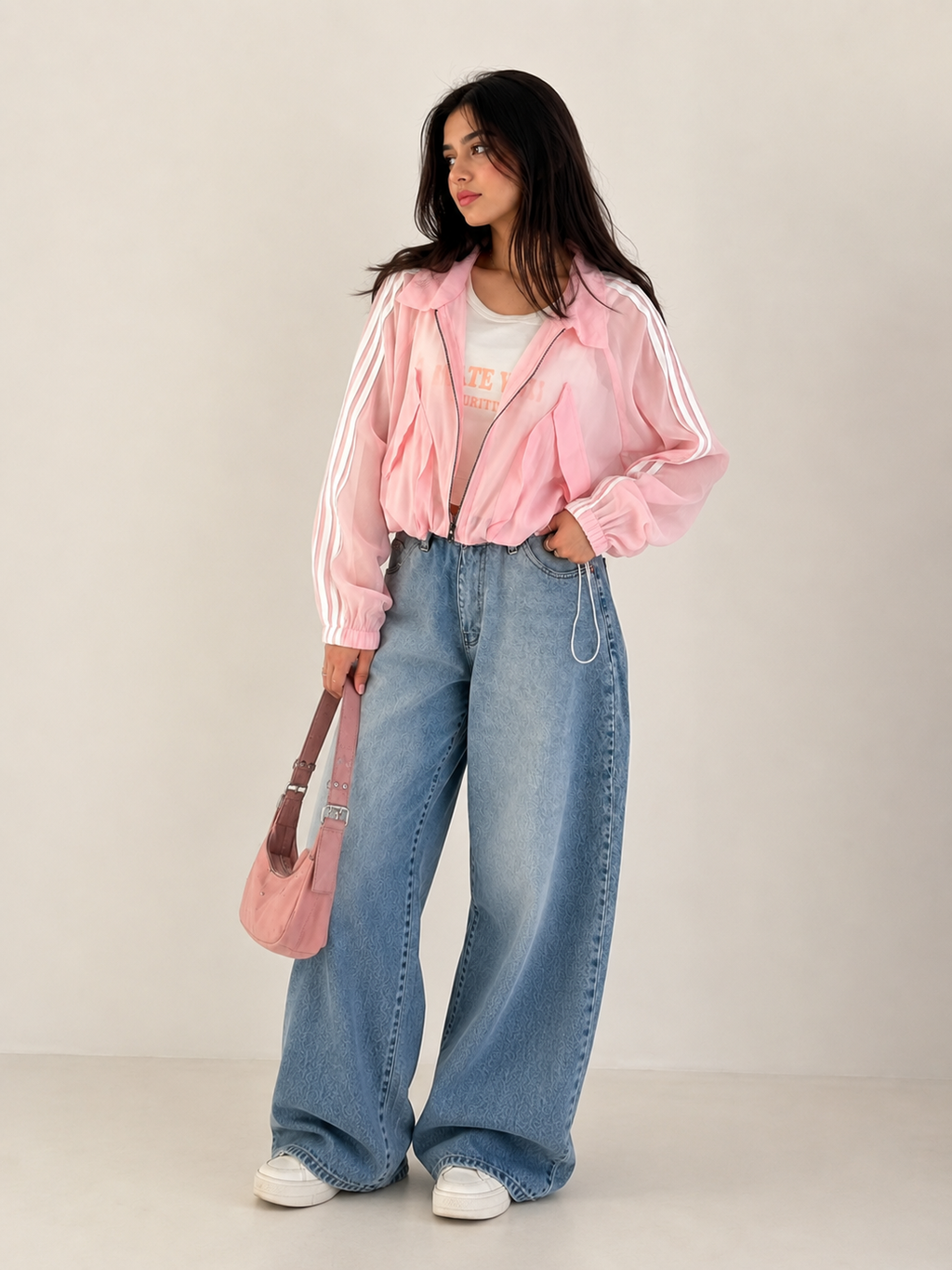 Candy Pink Sheer Bomber Jacket Shirt