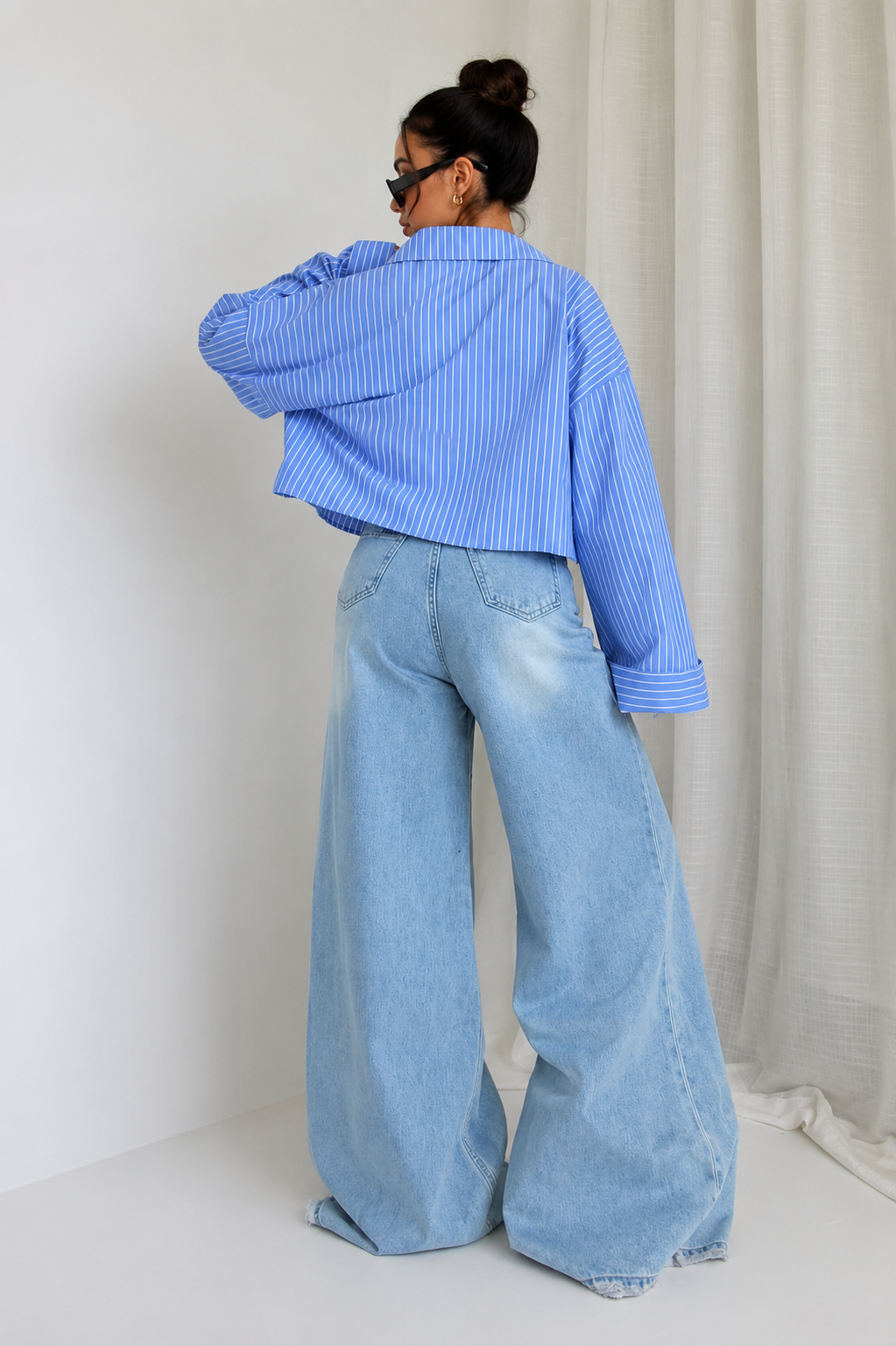 Azure Boxy Pinstripe Shirt