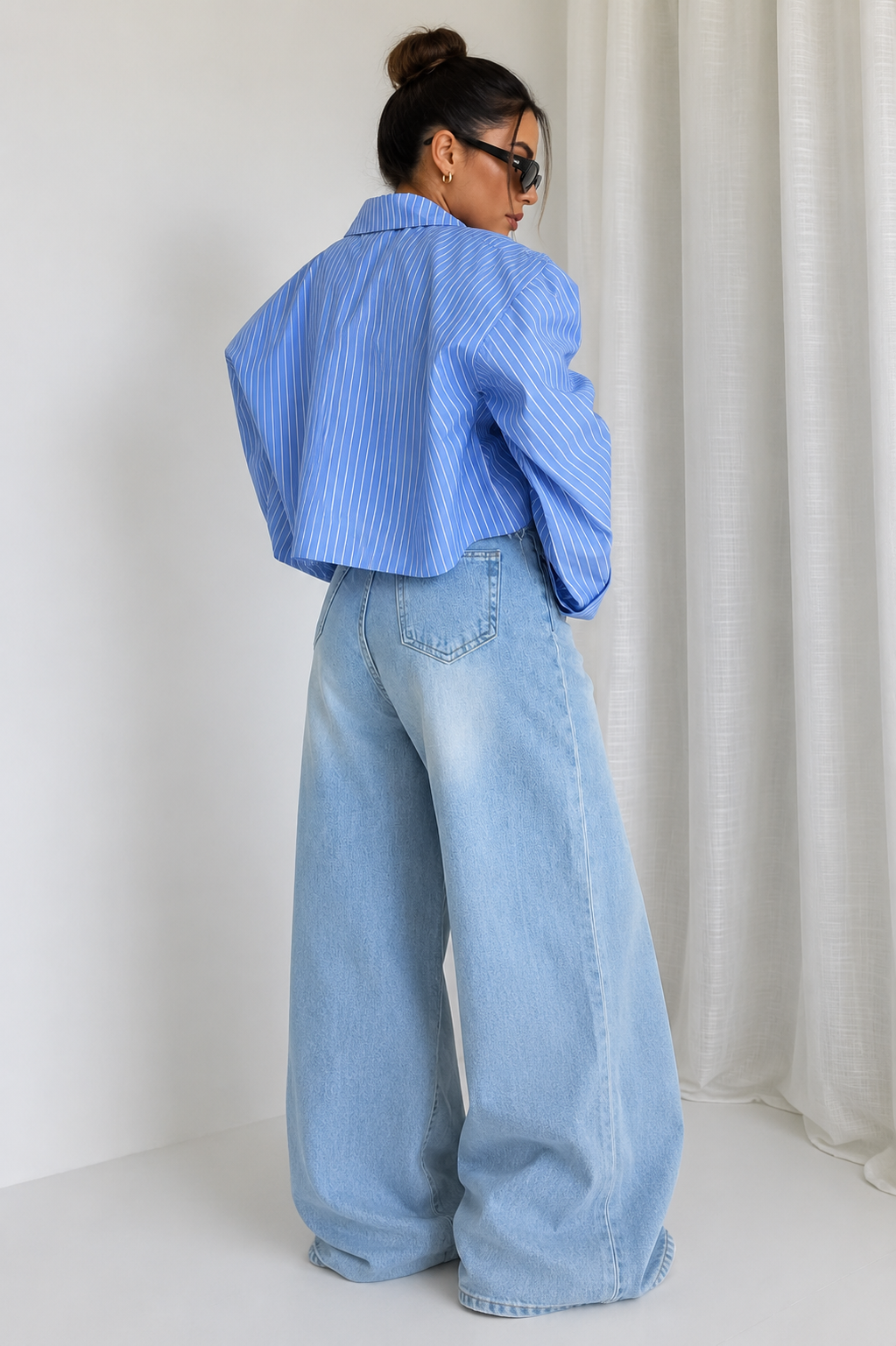 Azure Boxy Pinstripe Shirt