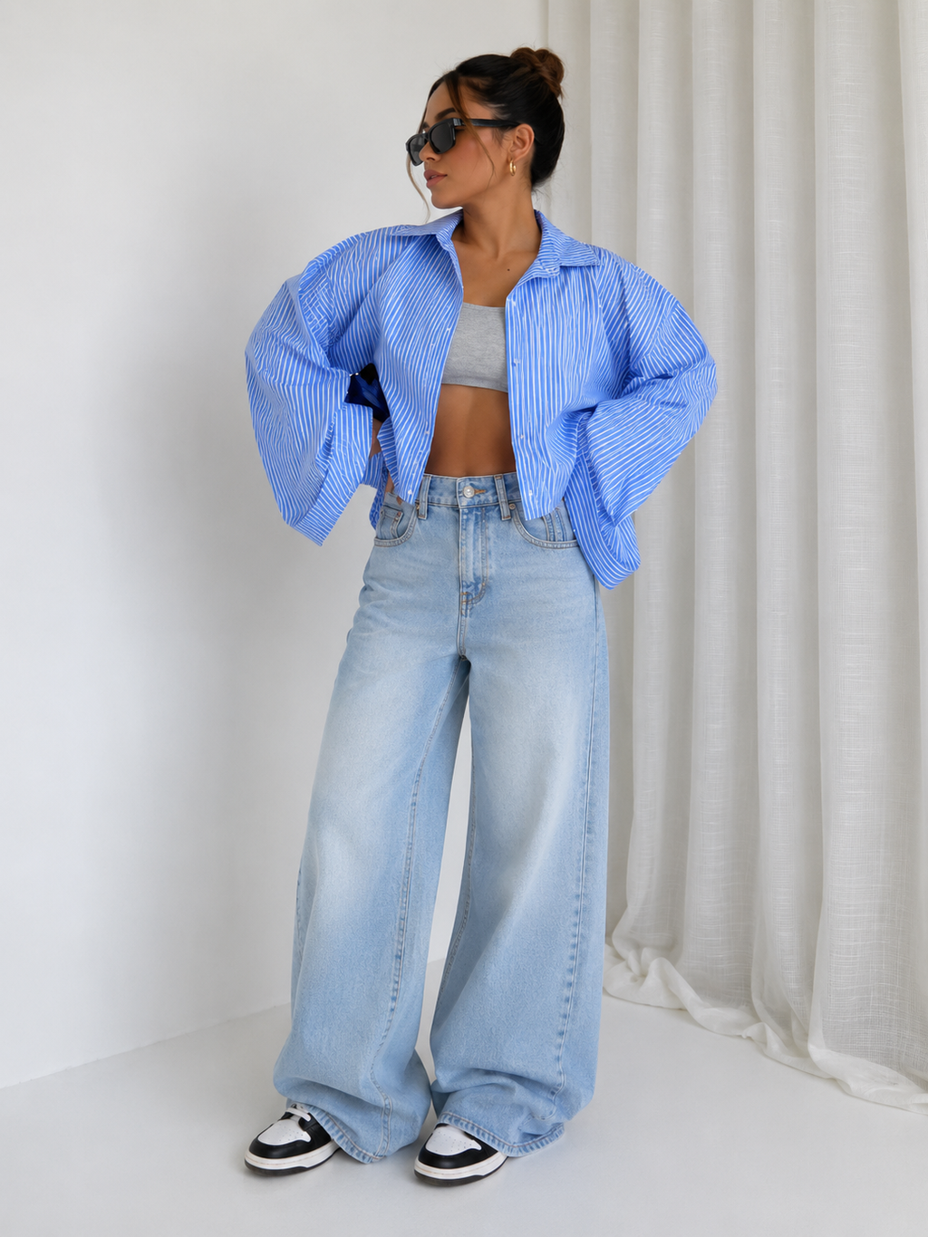 Azure Boxy Pinstripe Shirt