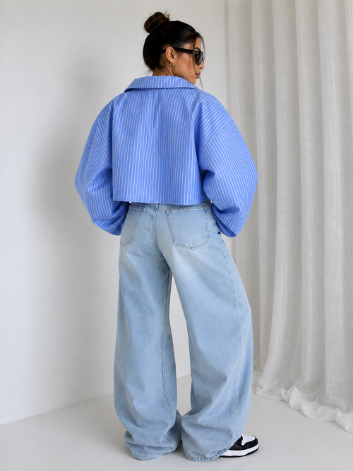 Azure Boxy Pinstripe Shirt