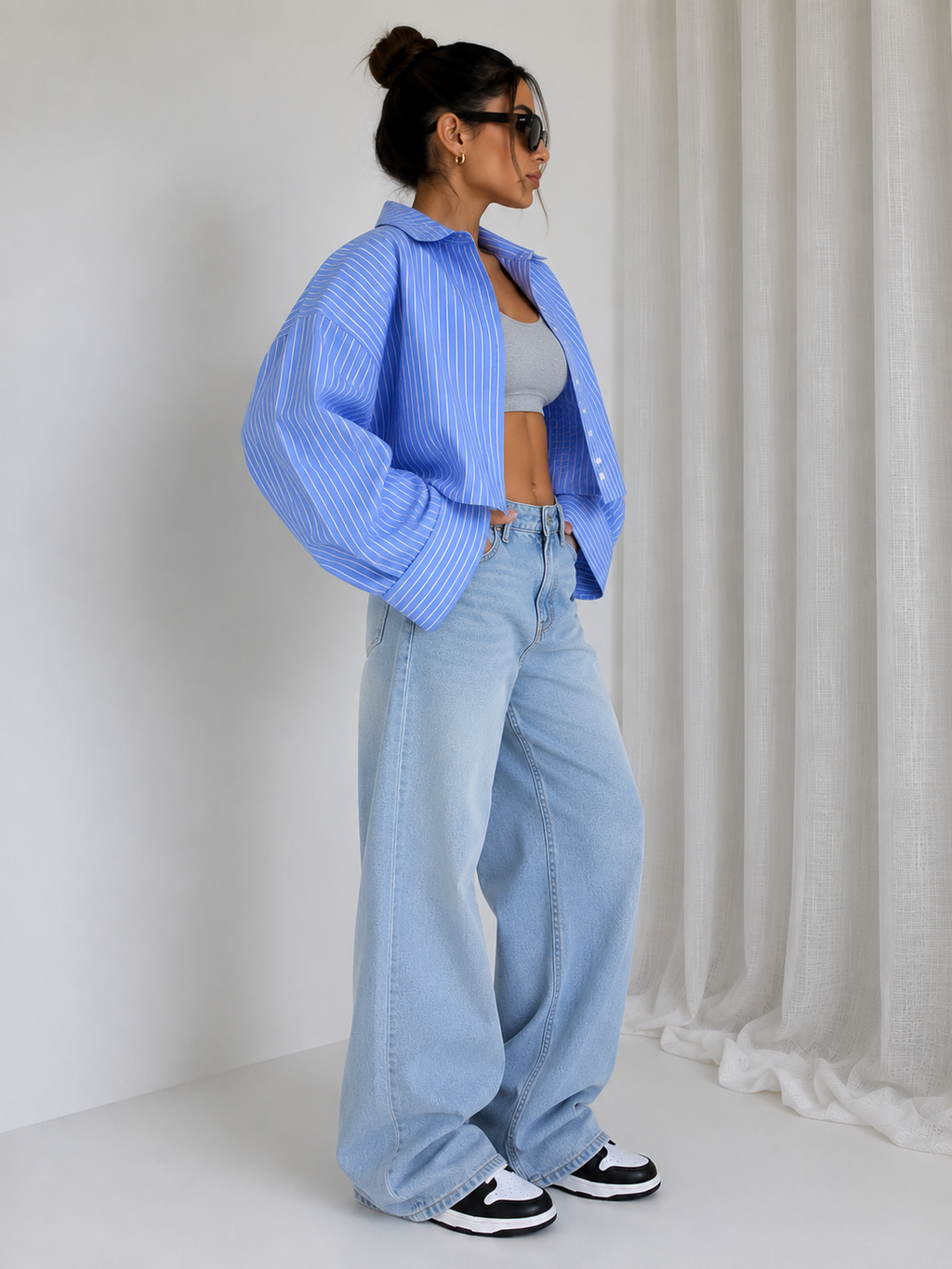 Azure Boxy Pinstripe Shirt