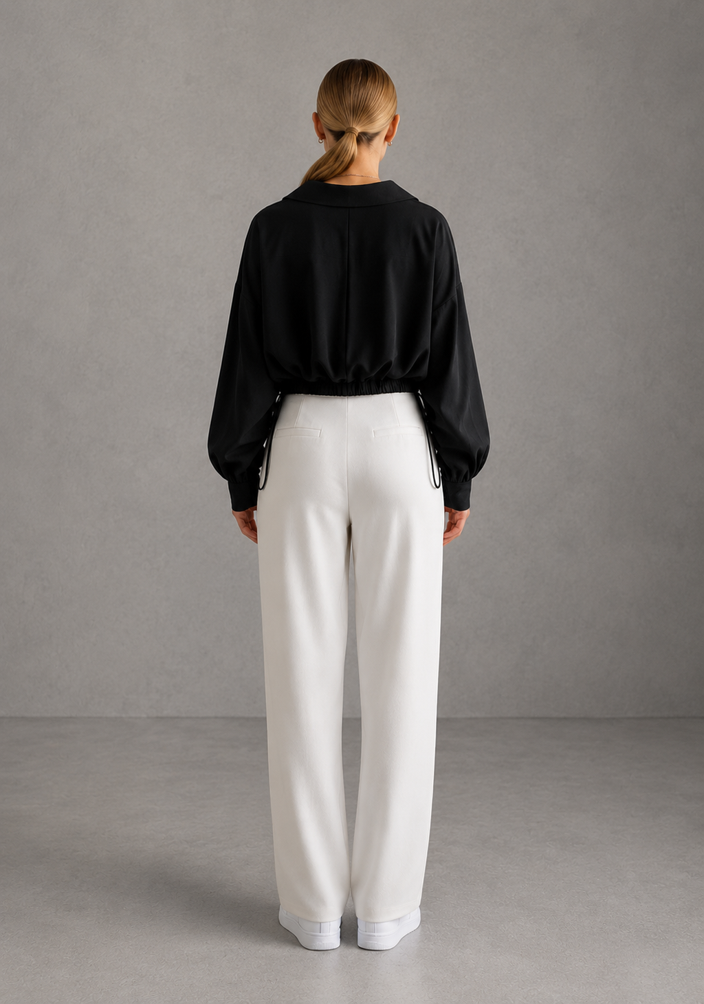 Midnight Muse Drawstring Crop Shirt