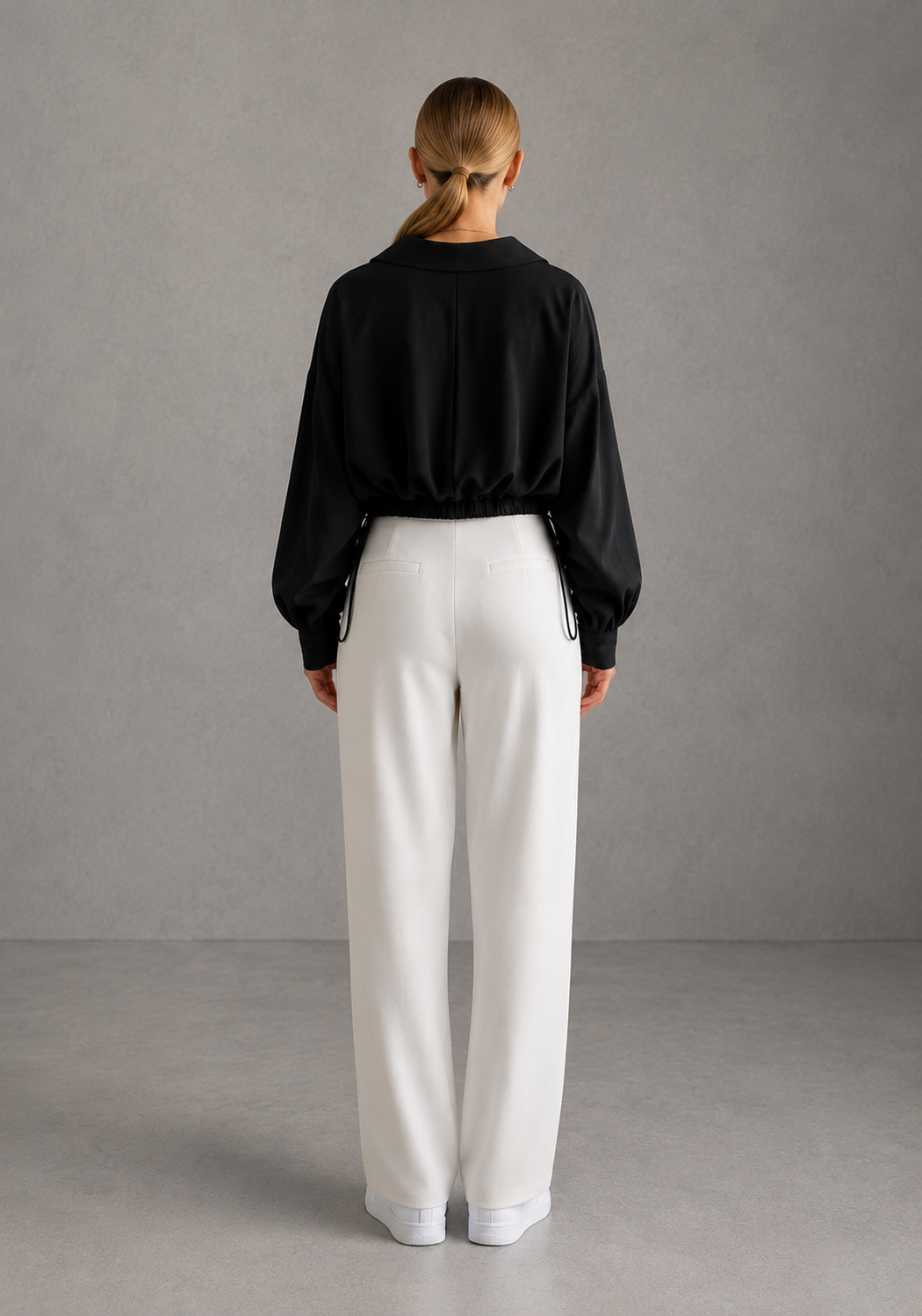 Midnight Muse Drawstring Crop Shirt