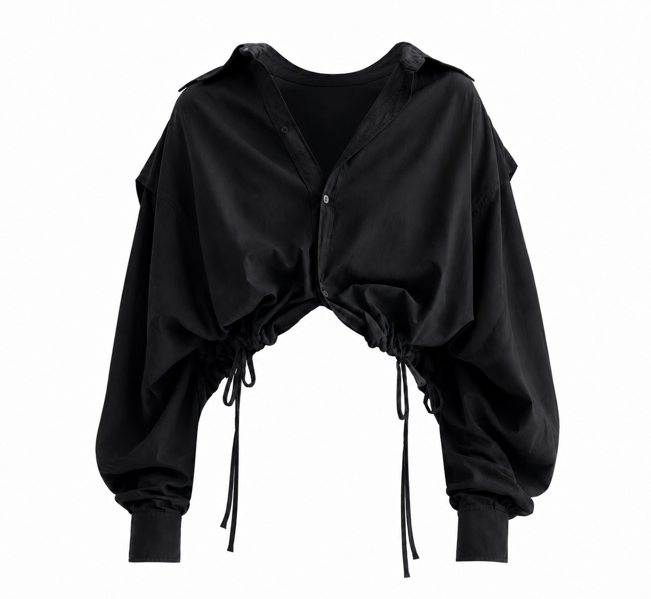 Midnight Muse Drawstring Crop Shirt