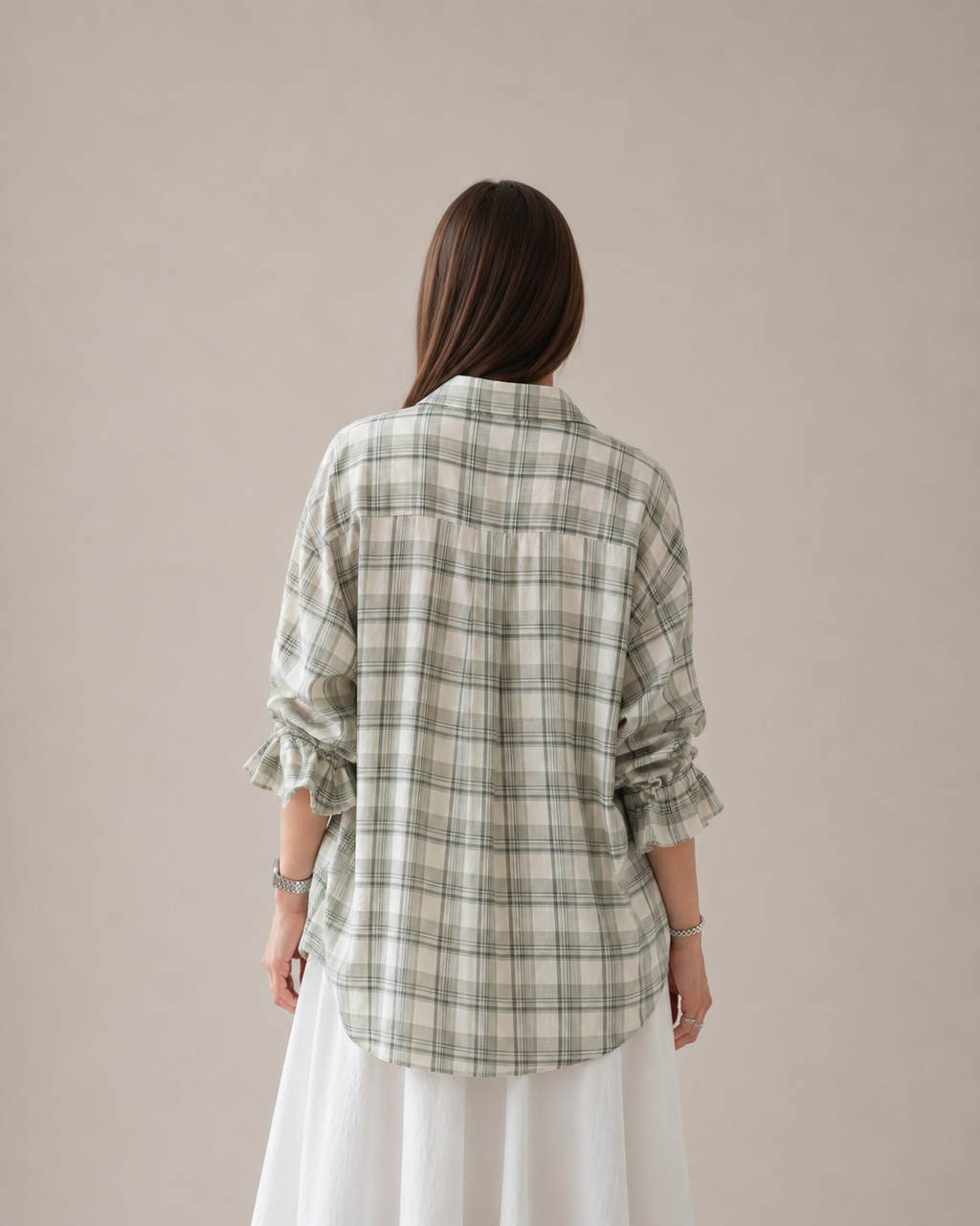 Sage Whisper Oversized Plaid Shirt