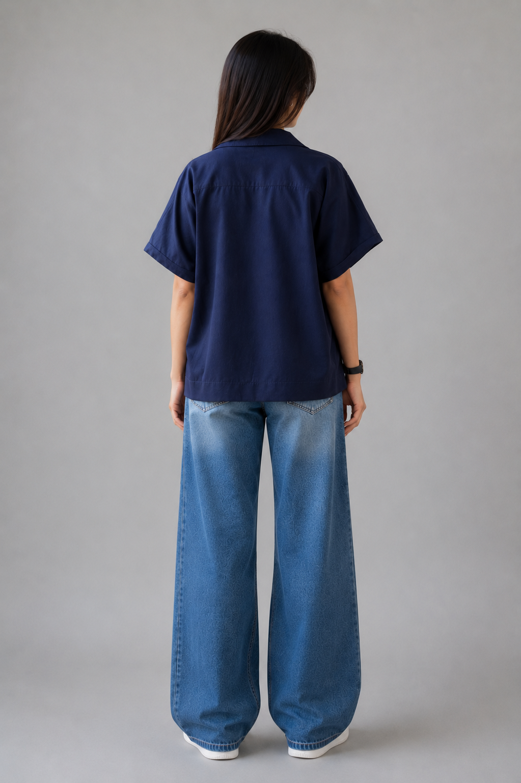 Midnight Drift Oversized Zip Shirt