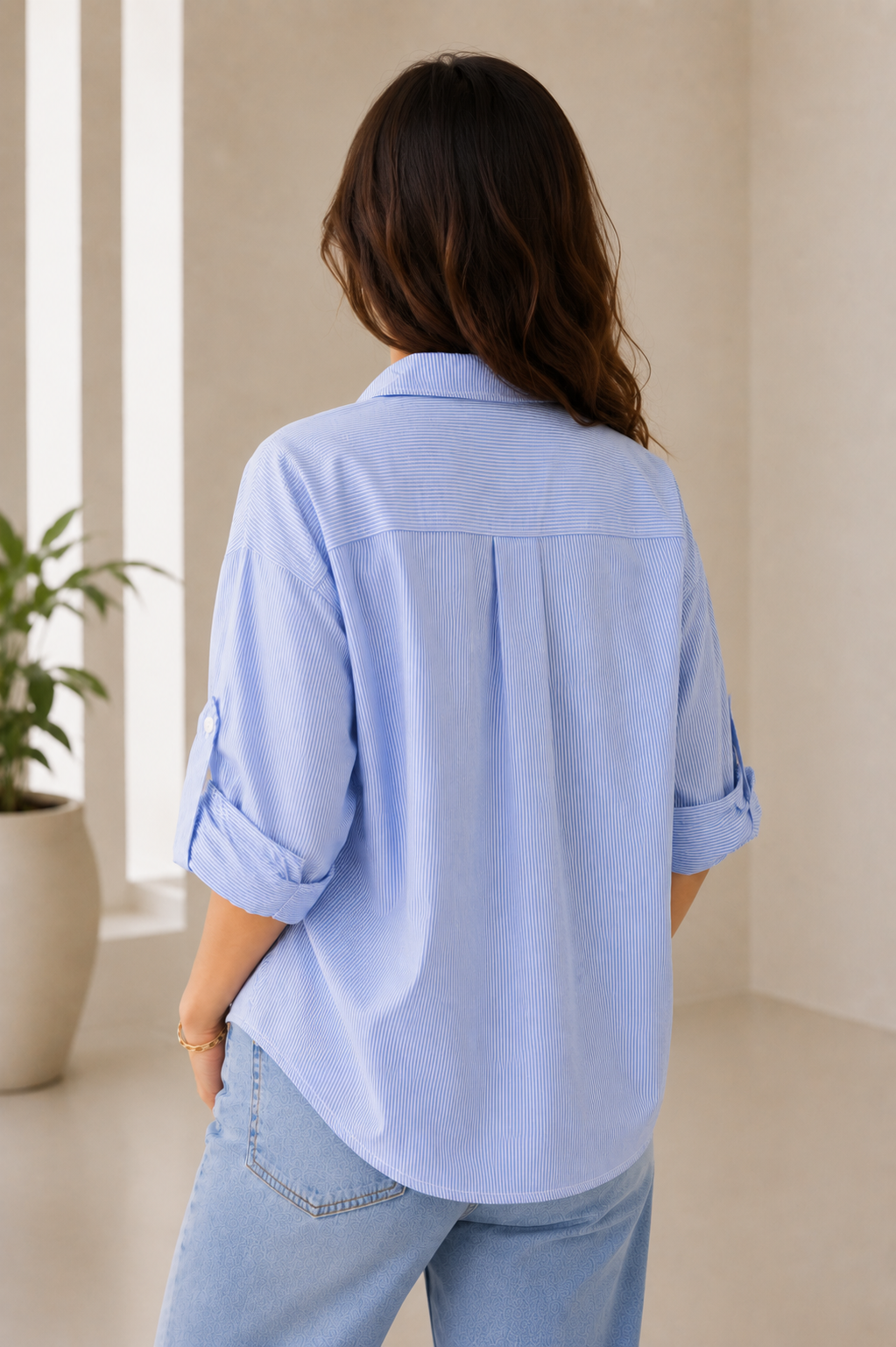 Leganci Azure Pinstripe Oversized Shirt