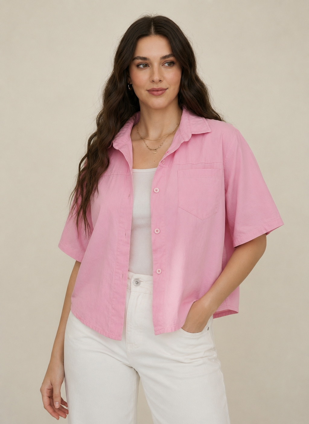 Blush Breeze Oversized Cotton Shirt