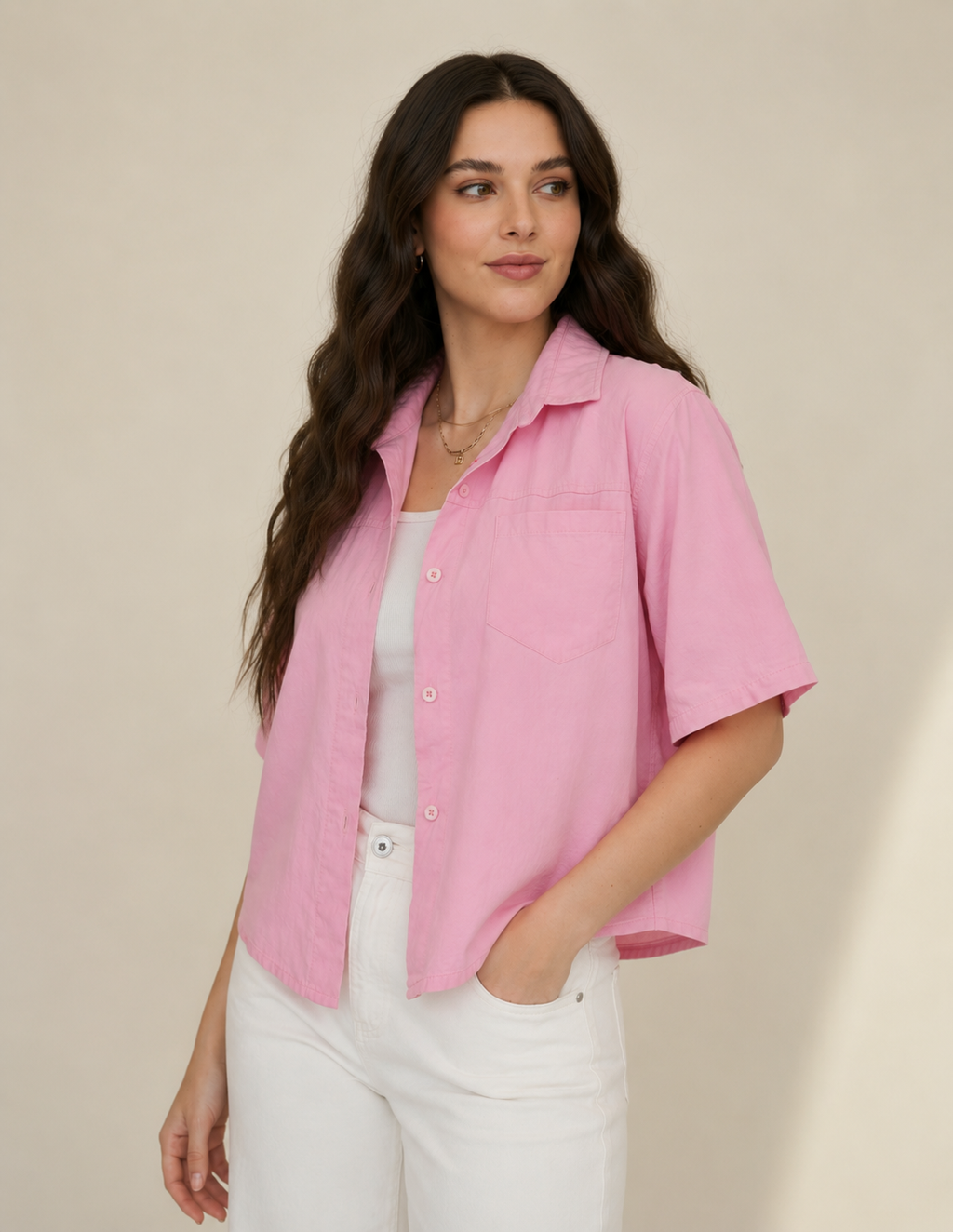 Blush Breeze Oversized Cotton Shirt