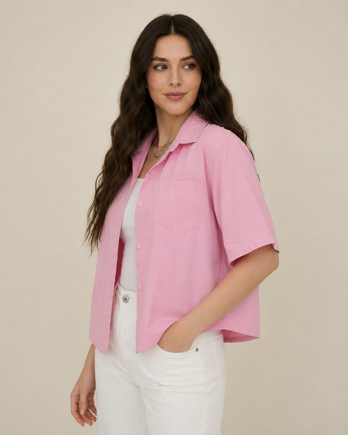 Blush Breeze Oversized Cotton Shirt