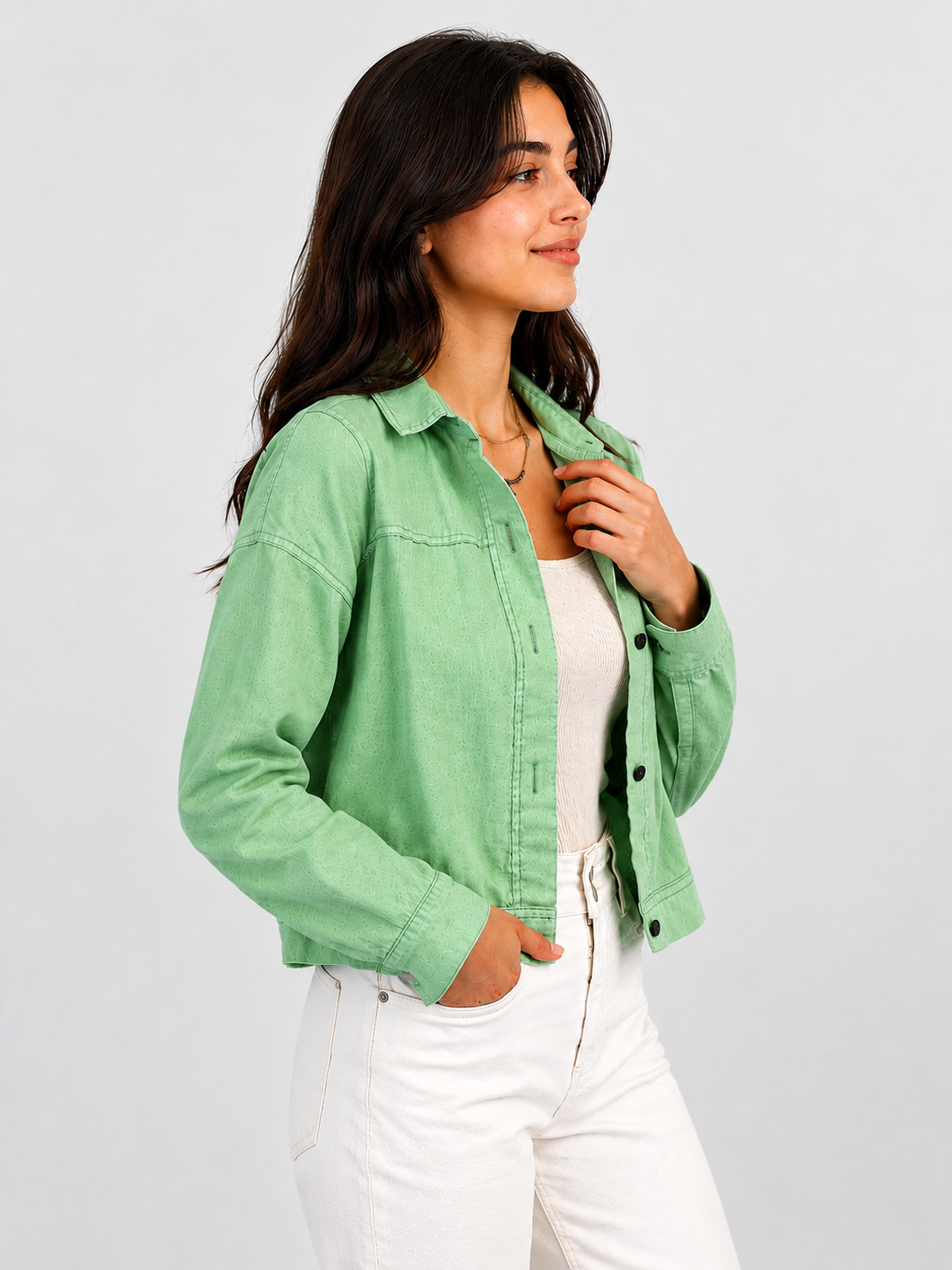 Leganci Mint Mist Textured Jacket