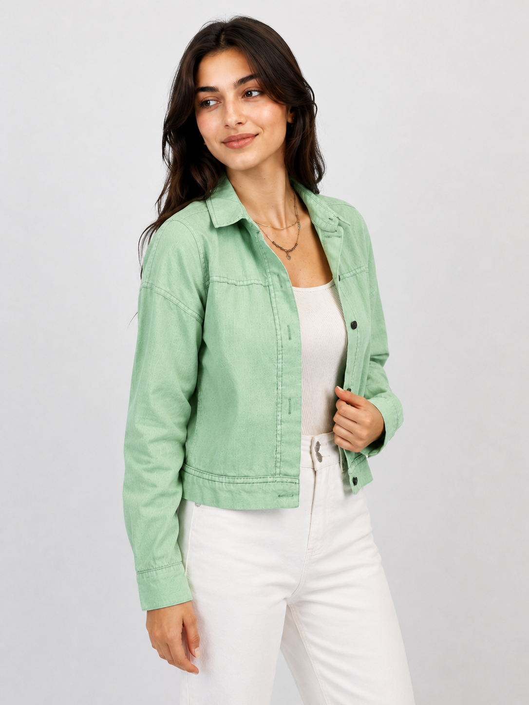 Leganci Mint Mist Textured Jacket