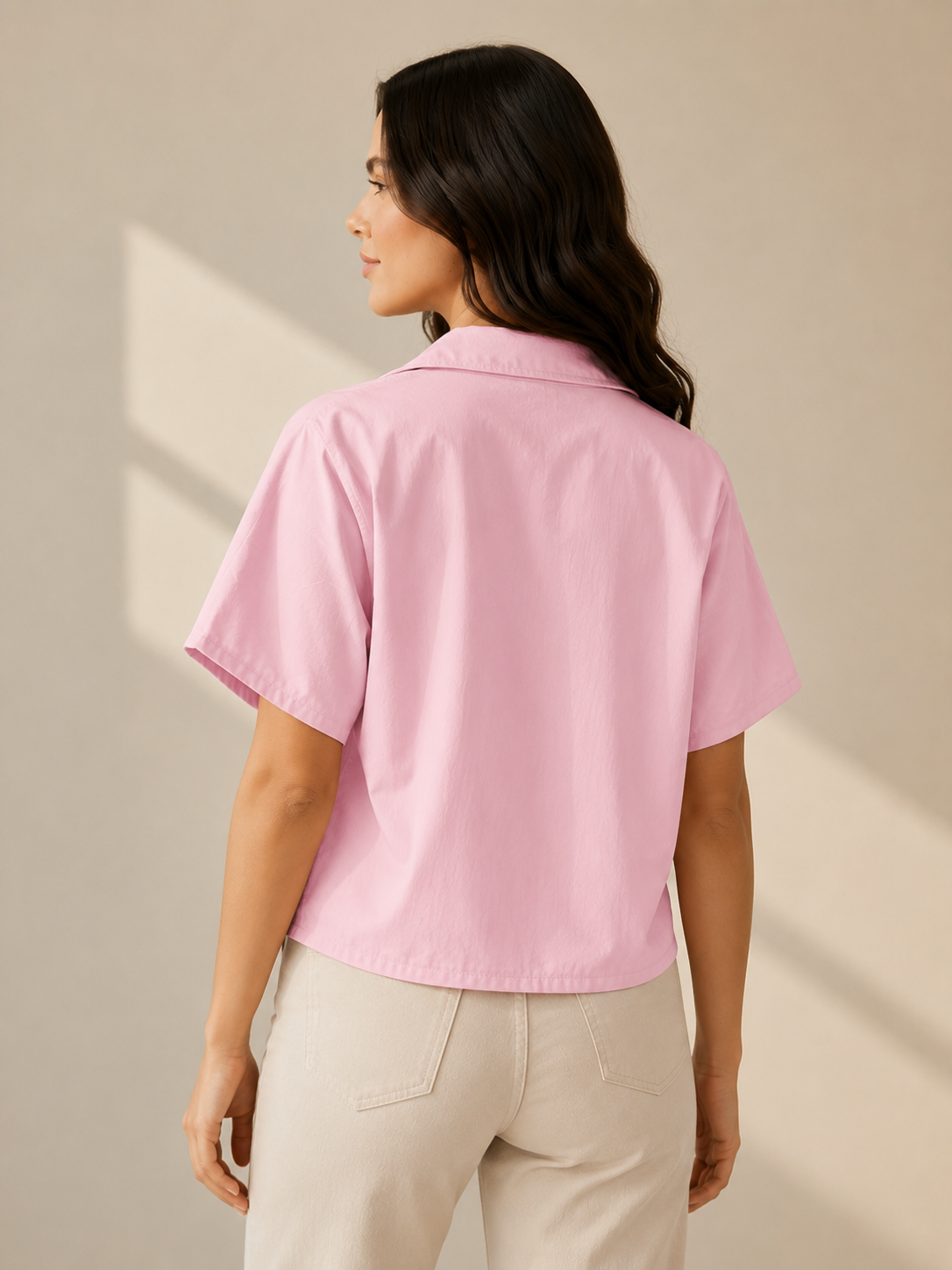 Blush Breeze Cotton Zip-Up Shirt