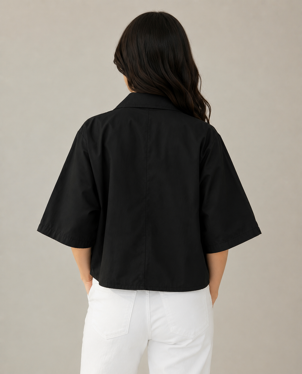 Noir Luxe Cropped Blazer Shirt