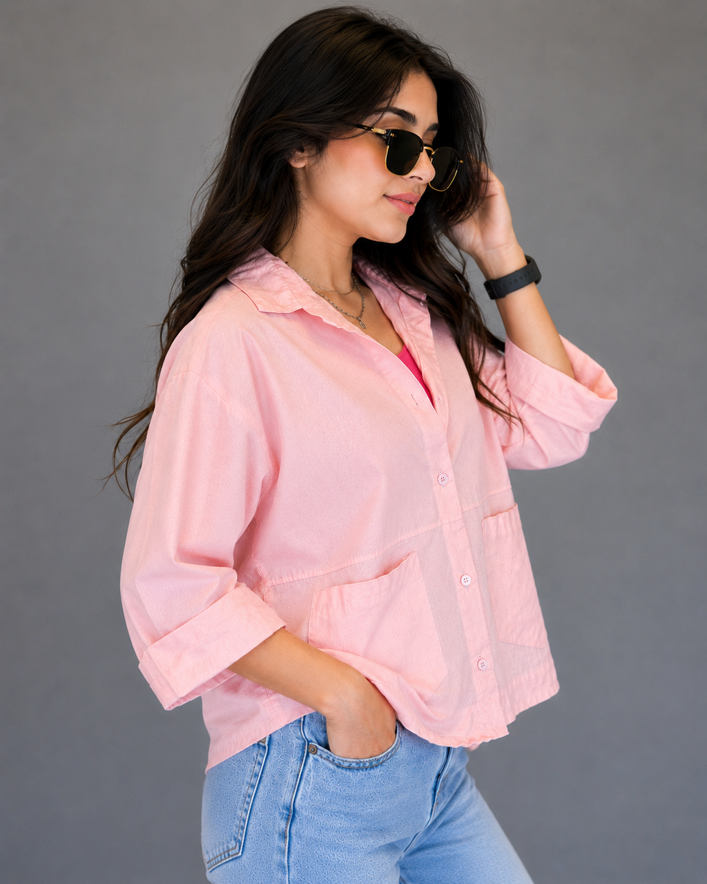 Blush Breeze Premium Oversized Utility Shirt