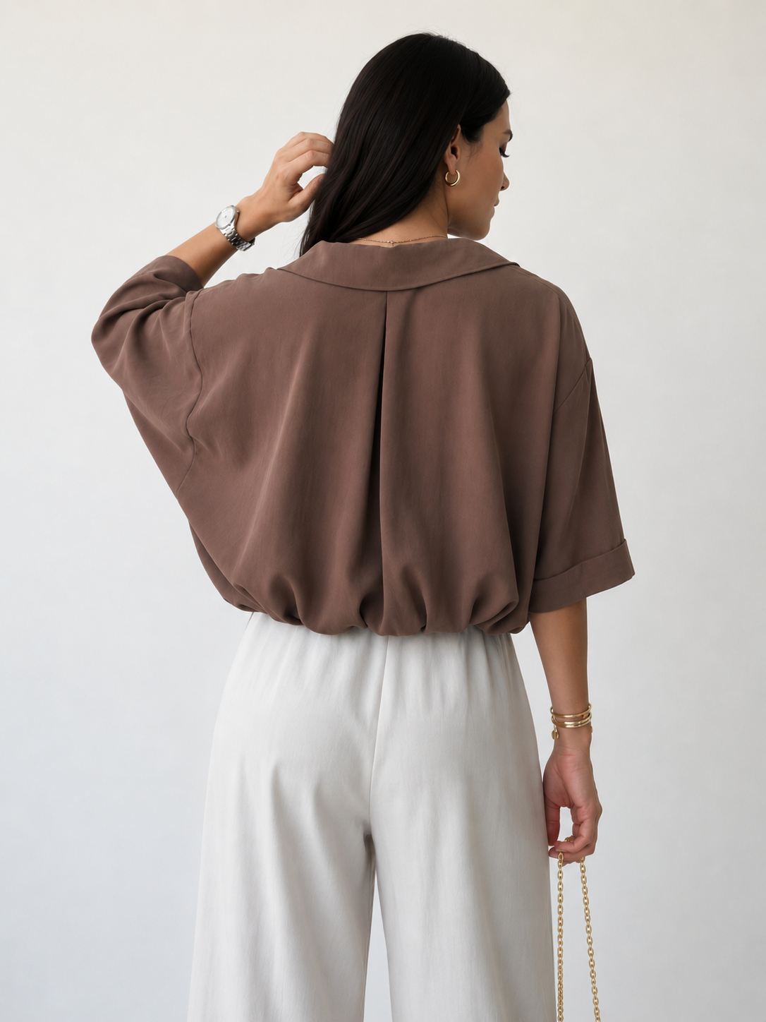 Mocha Drape Oversized Shirt