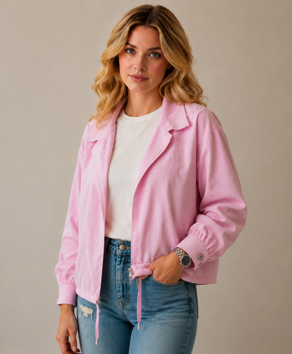 LEGANCI Blush Corduroy Overshirt