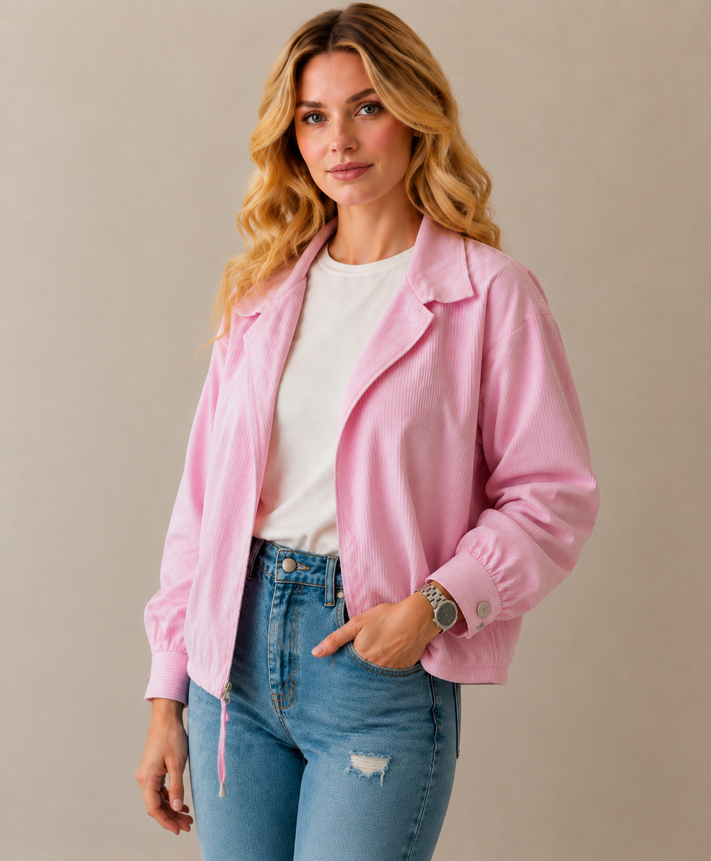 LEGANCI Blush Corduroy Overshirt