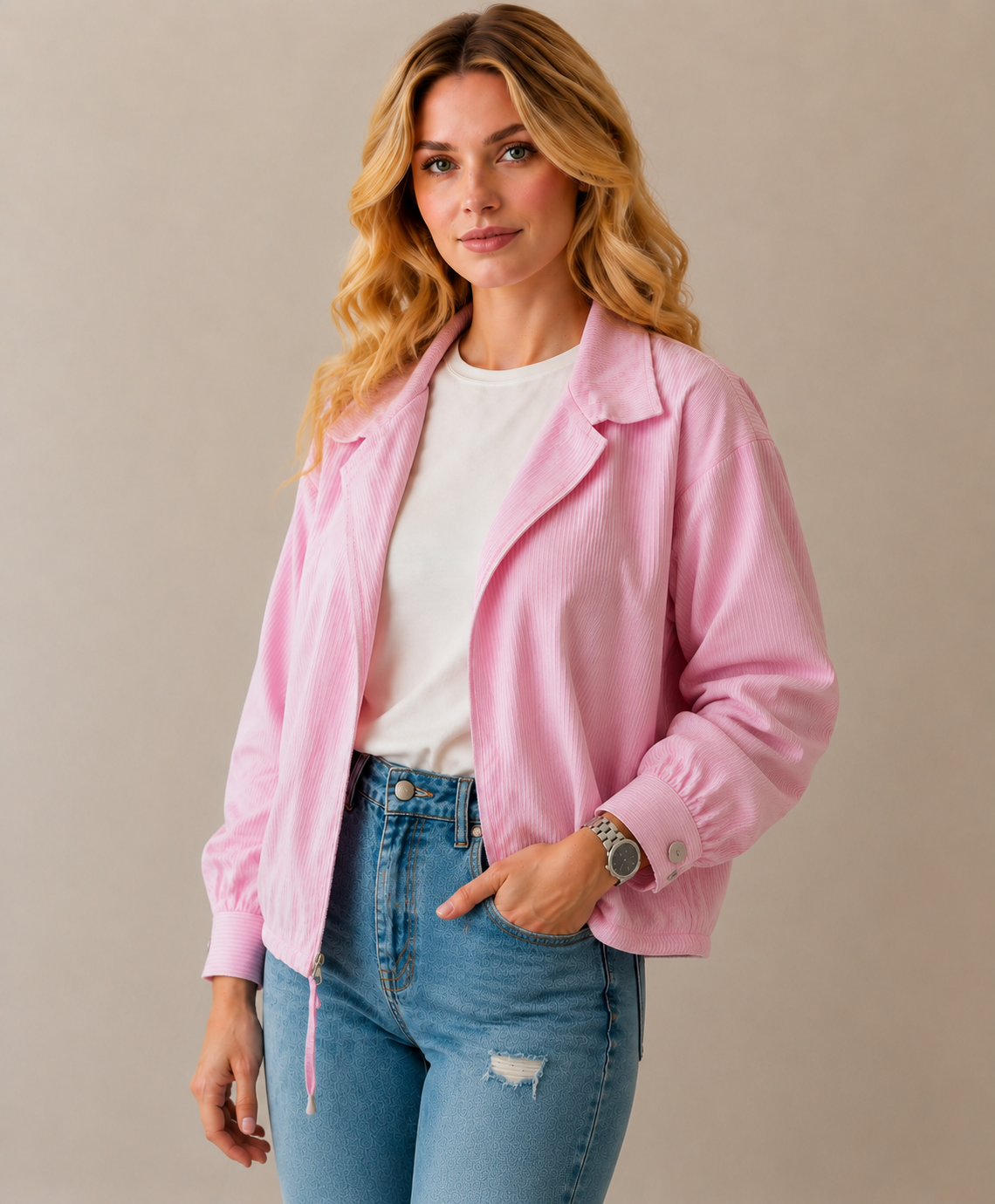 LEGANCI Blush Corduroy Overshirt