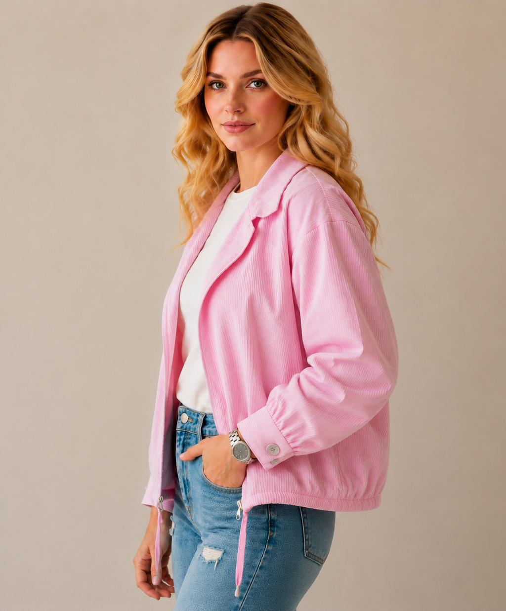 LEGANCI Blush Corduroy Overshirt