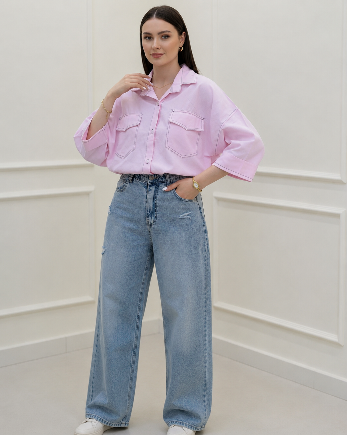 Blush Ease Oversized Shirt