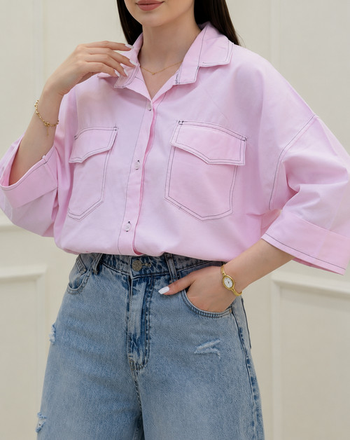 Blush Ease Oversized Shirt