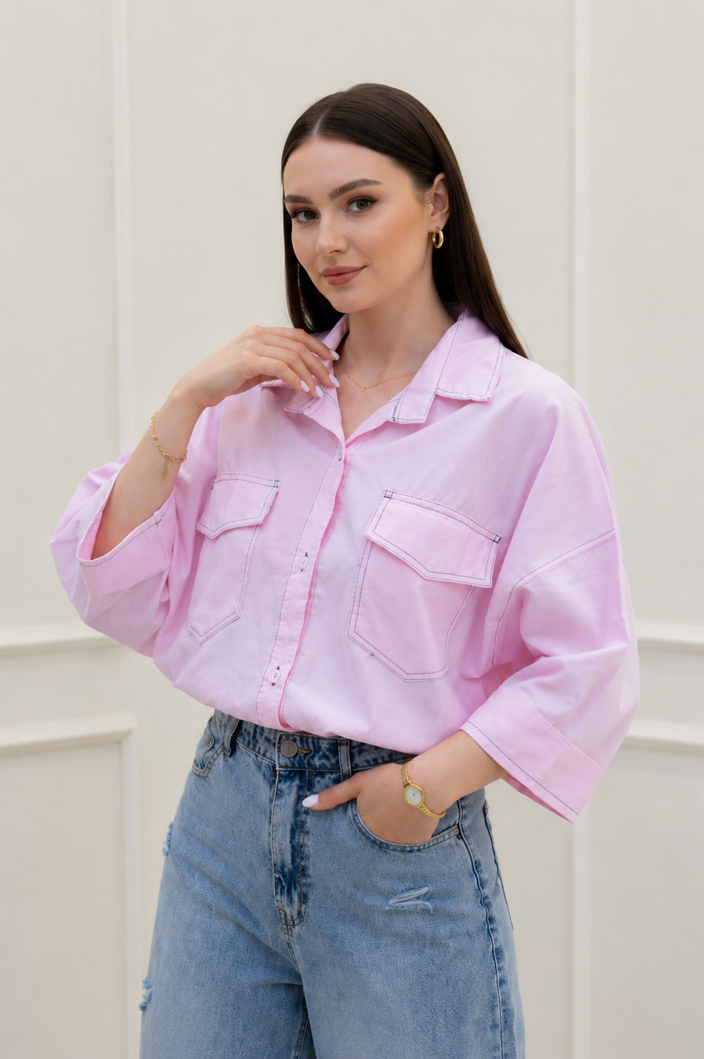 Blush Ease Oversized Shirt