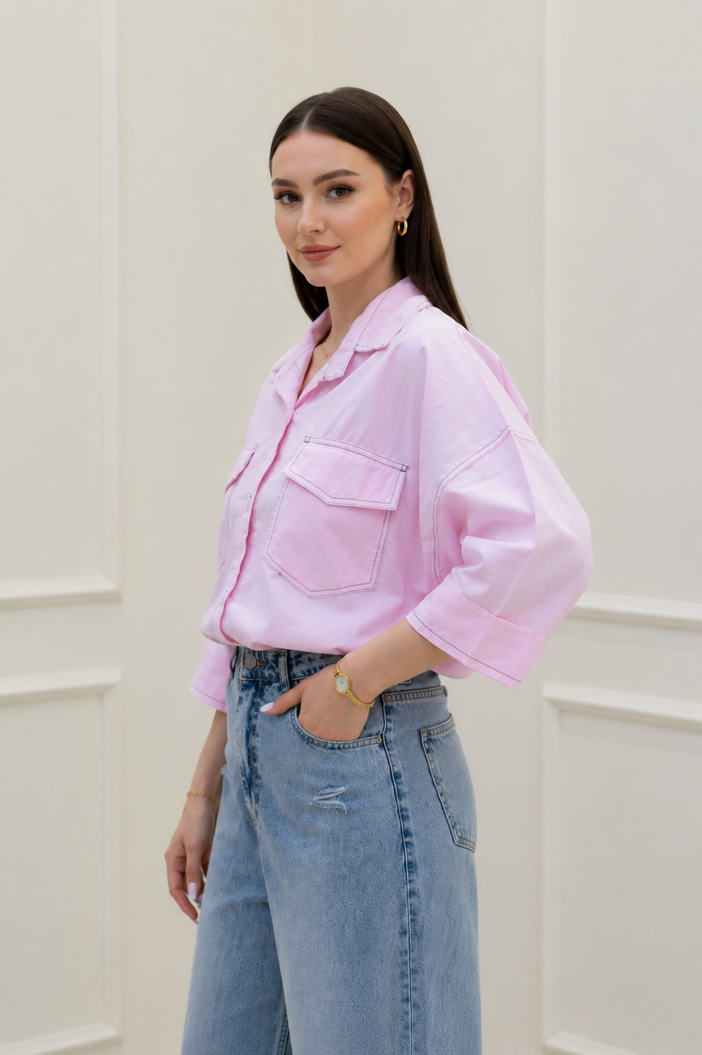 Blush Ease Oversized Shirt