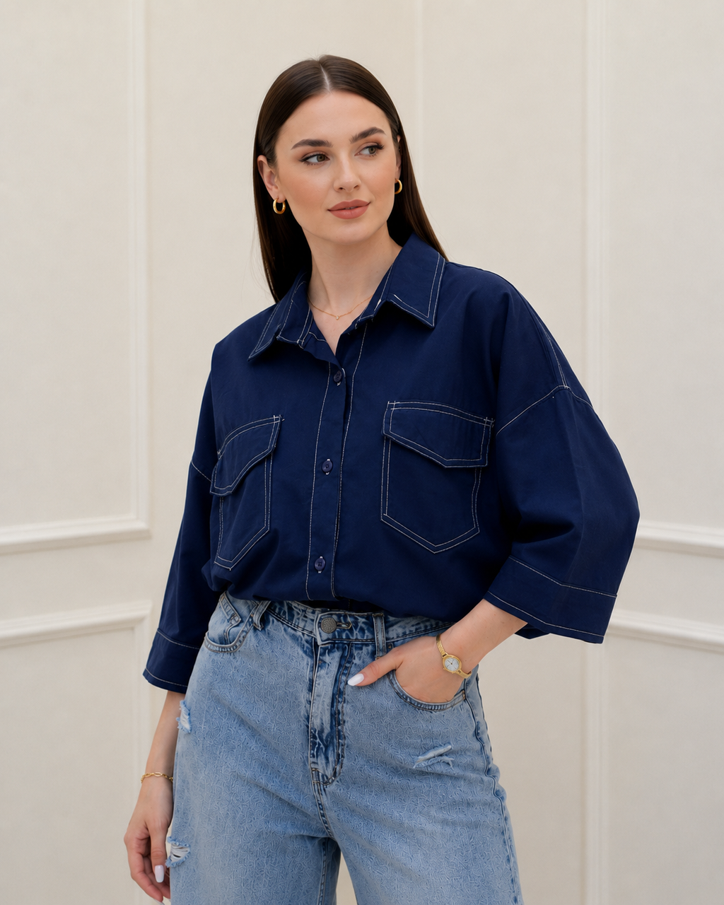 Midnight Ease Oversized Shirt