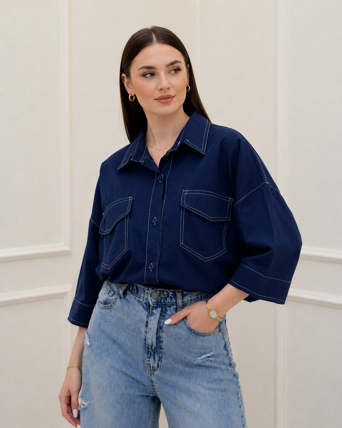 Midnight Ease Oversized Shirt