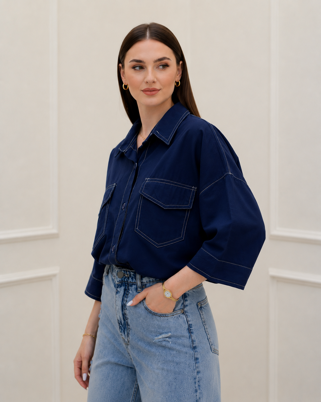 Midnight Ease Oversized Shirt