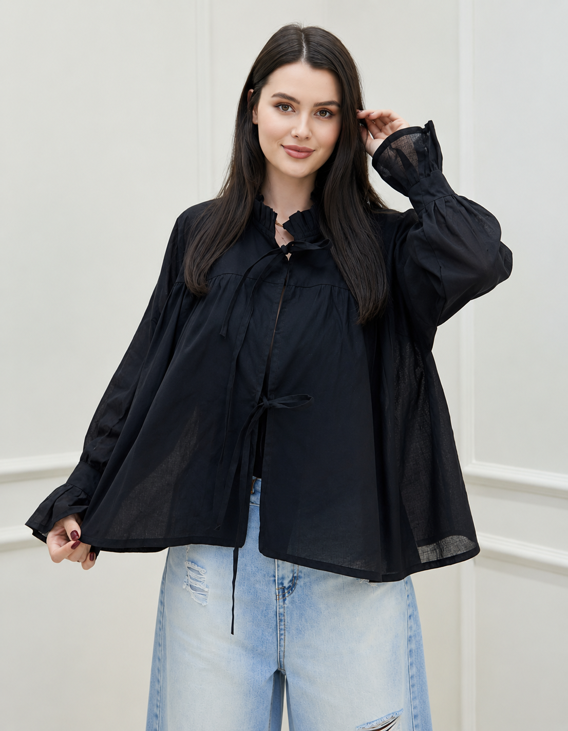 Midnight Muse Puff Sleeve Blouse