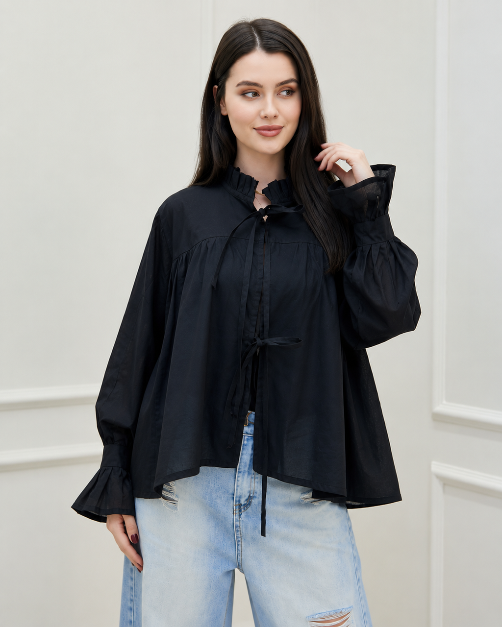 Midnight Muse Puff Sleeve Blouse