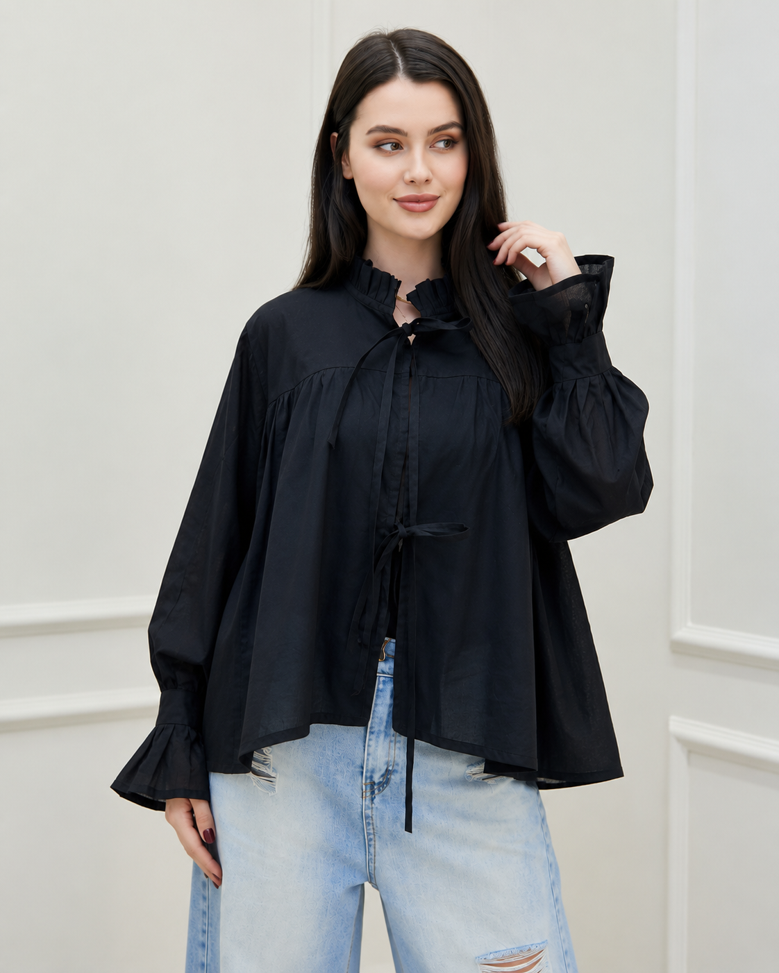 Midnight Muse Puff Sleeve Blouse