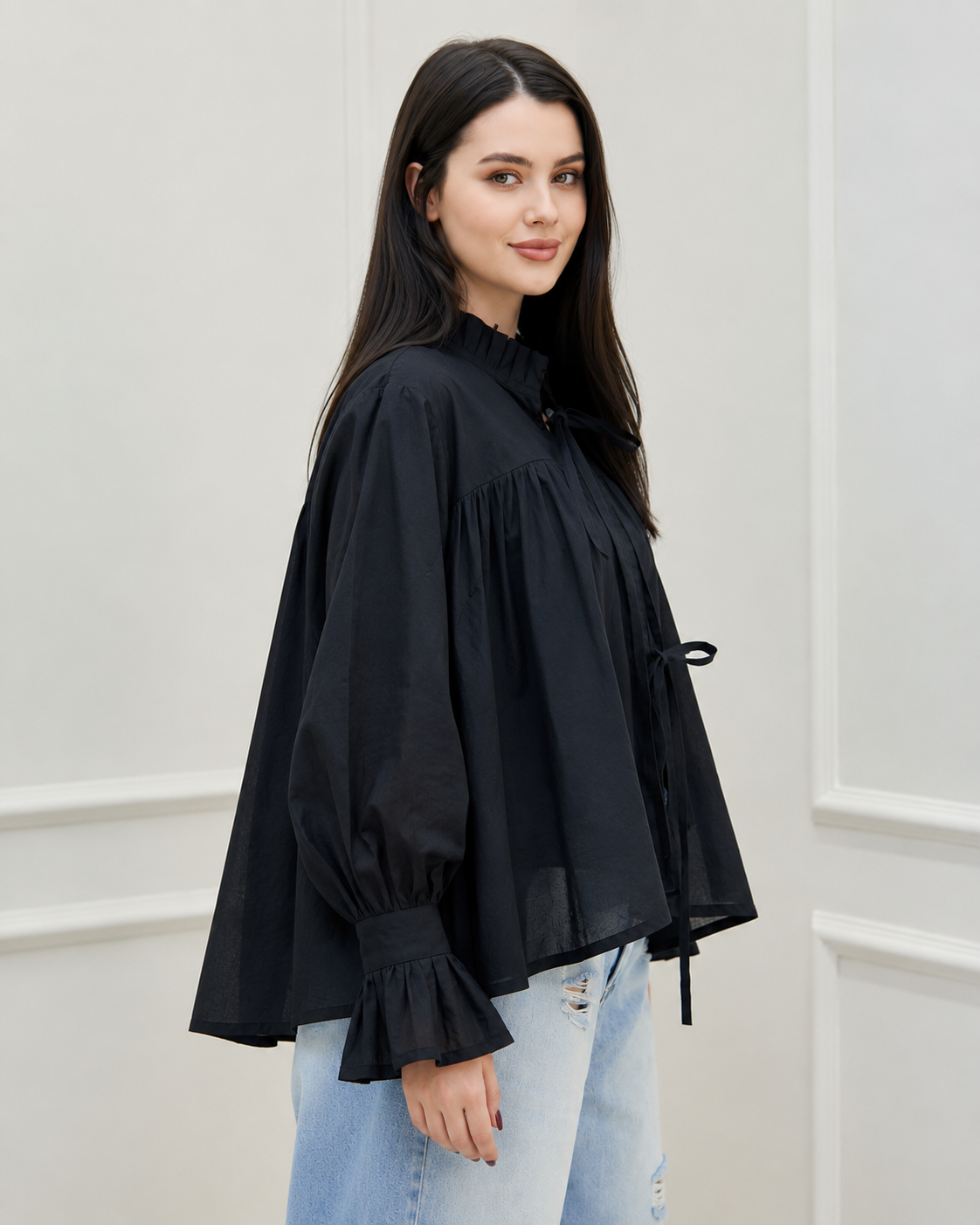 Midnight Muse Puff Sleeve Blouse