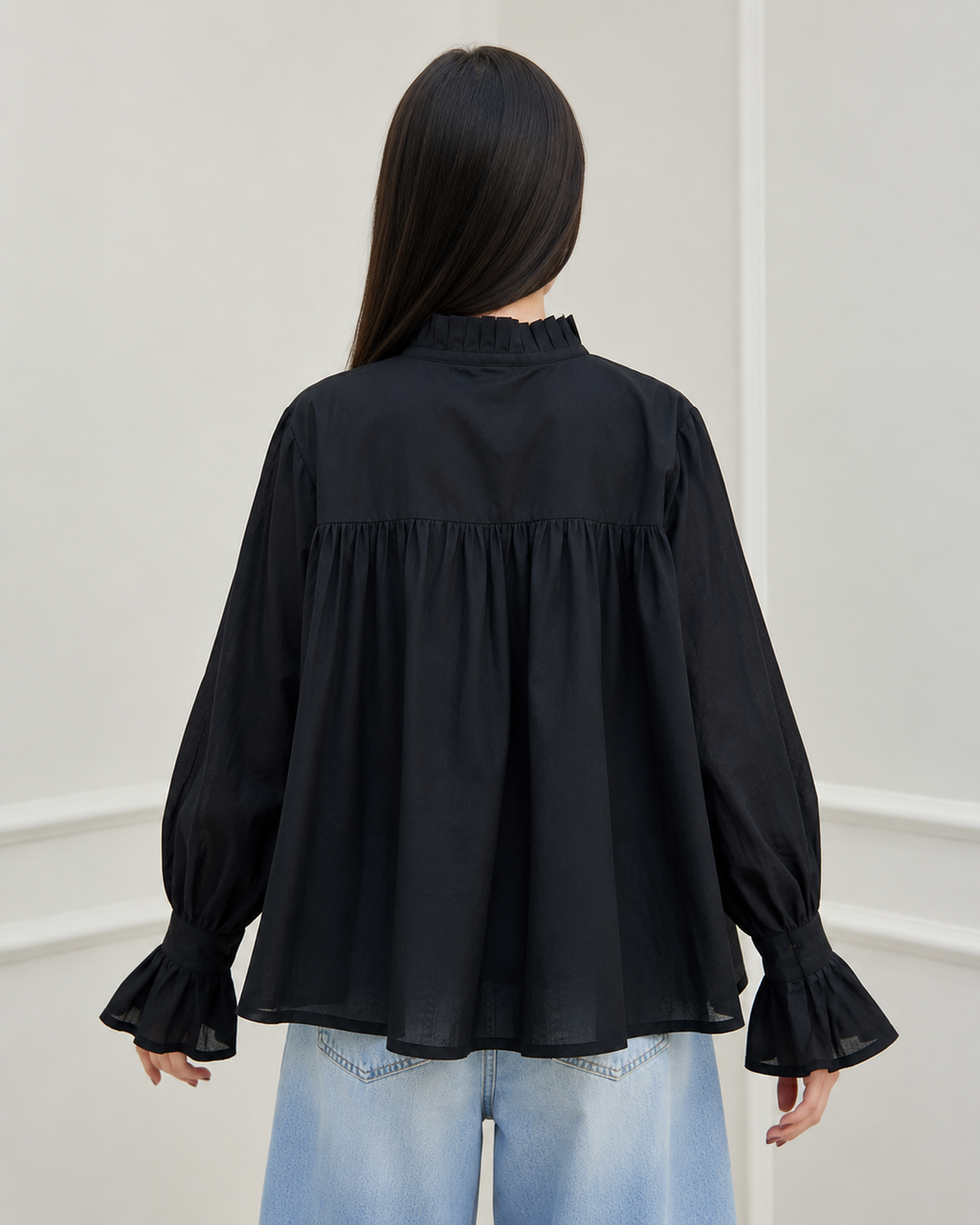 Midnight Muse Puff Sleeve Blouse