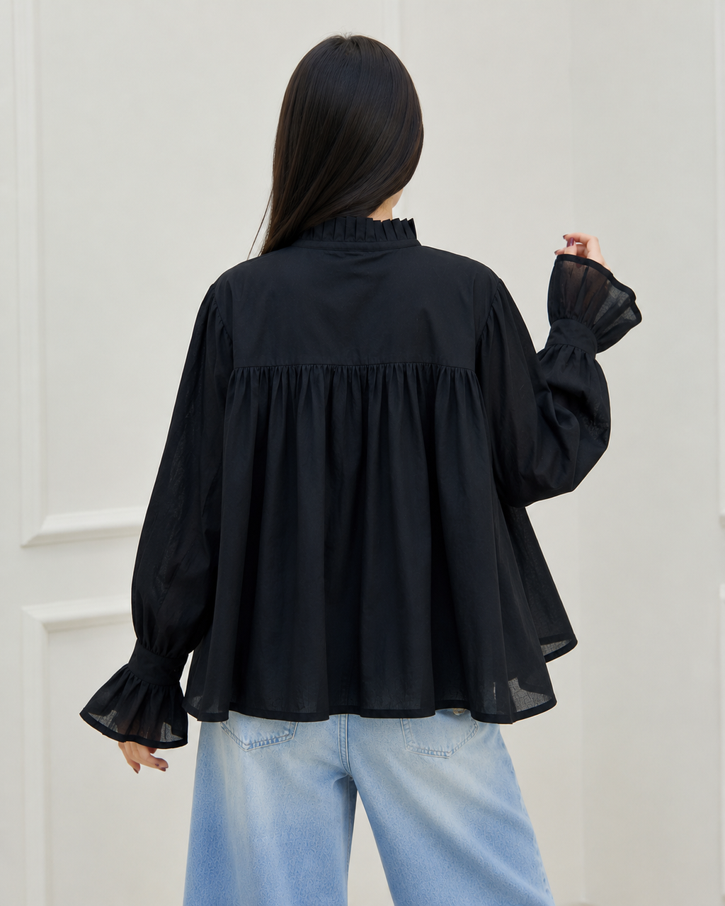 Midnight Muse Puff Sleeve Blouse